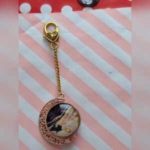 Gold and Purple Double Sided Crescent Moon Bag Charm